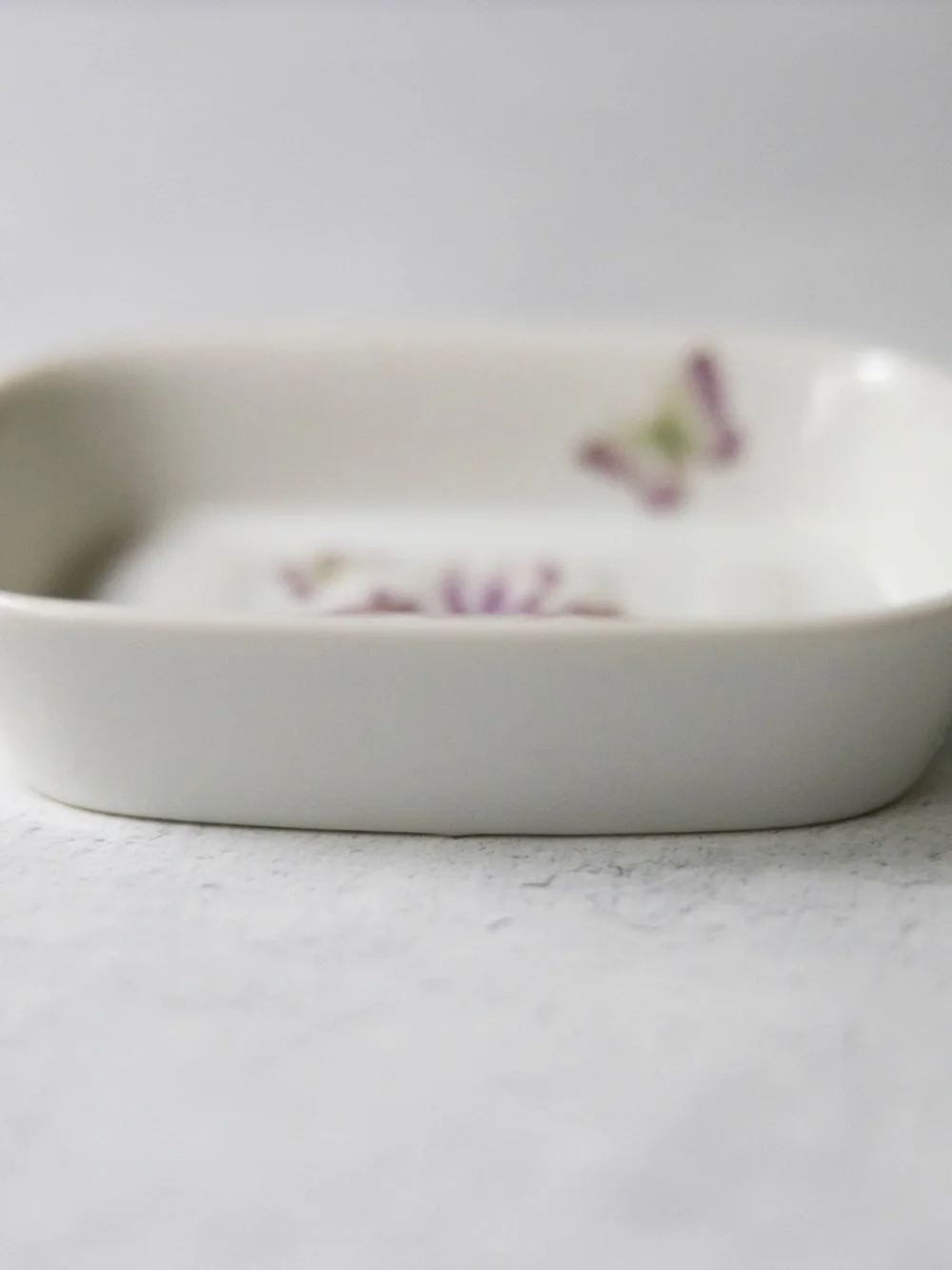 Vintage Takahashi Medley Japanese purple iris butterfly ceramic soap dish